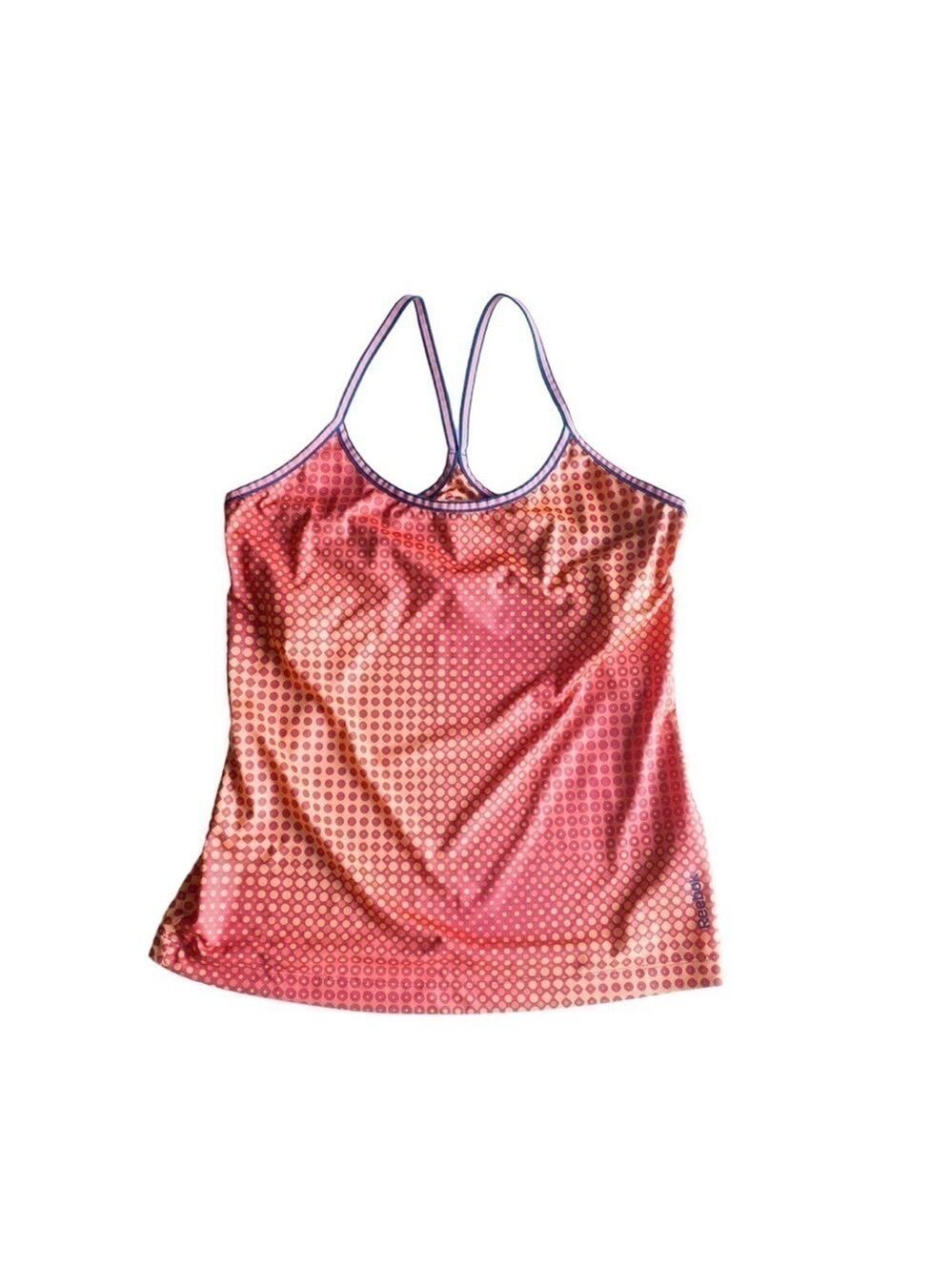 Orange Reebok Razerback Tank Top Womens Size Medium Polka Dot Design